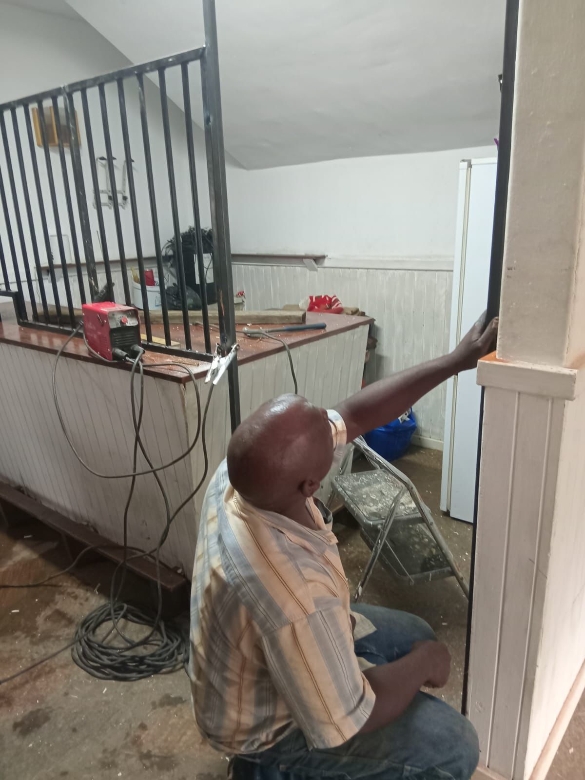 Tiling installation closeup